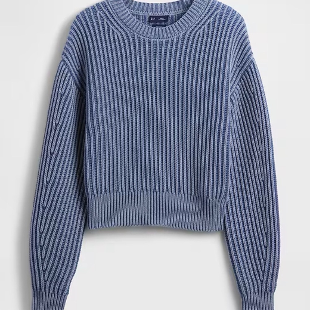 GAP Bainbridge Blue Ribbed Crewneck Sweater - Picture 4 of 8